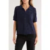 Bobeau Floral Short Sleeve Cardigan In Blue