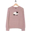 Bobeau Fluffy Sheep Sweater In Animal Print
