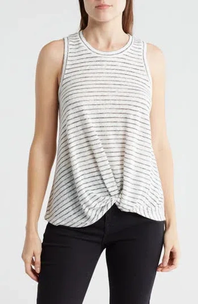 Bobeau Front Twist Tank In Gray