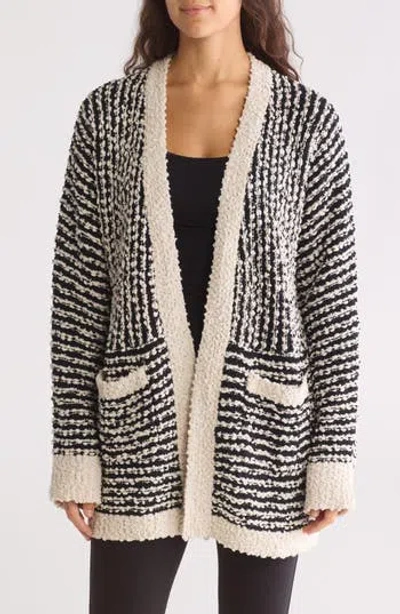 Bobeau Geometric Popcorn Boucle Cardigan In Neutral