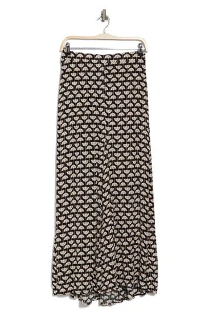 Bobeau Godet Maxi Skirt In Eggnog/mahogany Ginkgo ModeSens