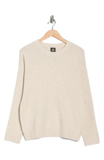 Bobeau Heart Faux Pearl Sweater In Brown