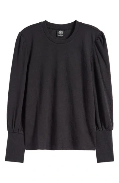 Bobeau Jacquard Balloon Sleeve Sweater In Black