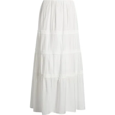 Bobeau Lace Accent Tiered Maxi Skirt