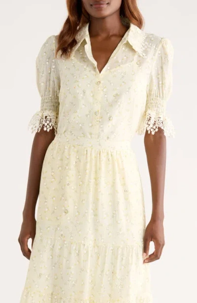 Bobeau Lace Edge Top In Yellow