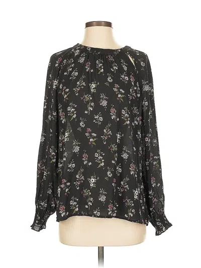Pre-owned Bobeau Long Sleeve Blouse In Black