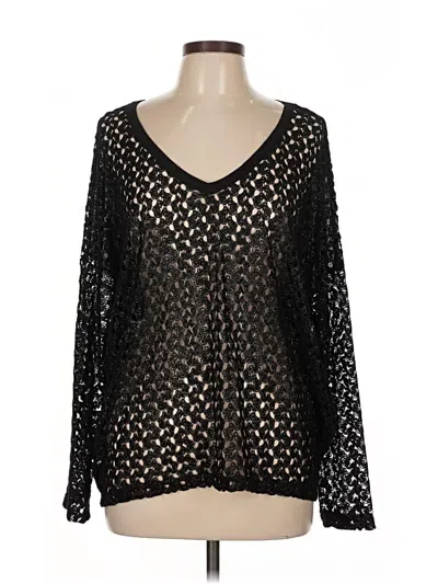 Pre-owned Bobeau Long Sleeve Blouse In Black