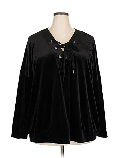 Pre-owned Bobeau Long Sleeve Blouse In Black
