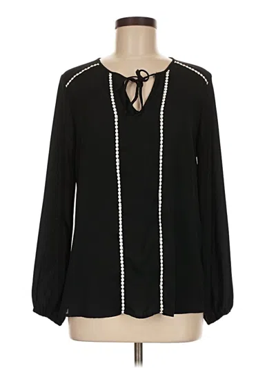 Pre-owned Bobeau Long Sleeve Blouse In Black