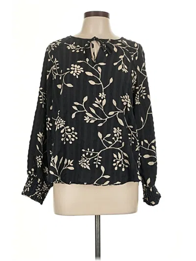 Pre-owned Bobeau Long Sleeve Blouse In Black