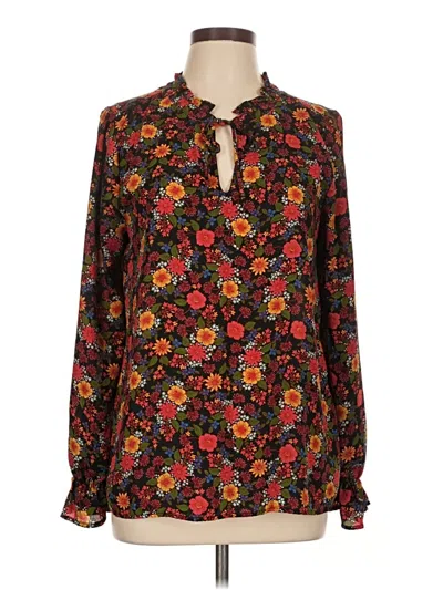 Pre-owned Bobeau Long Sleeve Blouse In Black