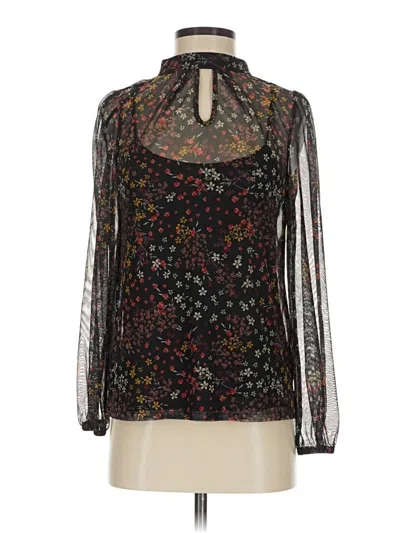 Pre-owned Bobeau Long Sleeve Blouse In Black