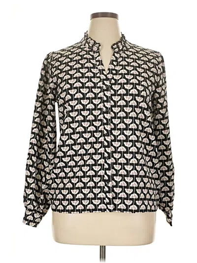 Pre-owned Bobeau Long Sleeve Blouse In Black