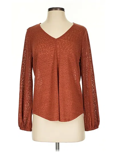 Pre-owned Bobeau Long Sleeve Blouse In Brown