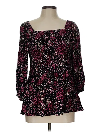 Pre-owned Bobeau Long Sleeve Blouse In Burgundy