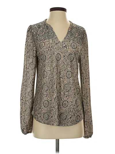 Pre-owned Bobeau Long Sleeve Blouse In Gray