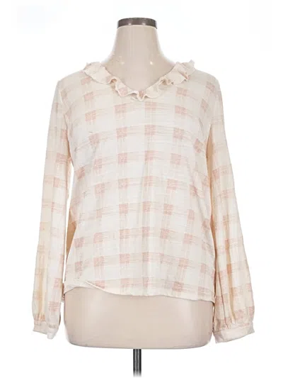 Pre-owned Bobeau Long Sleeve Blouse In Ivory