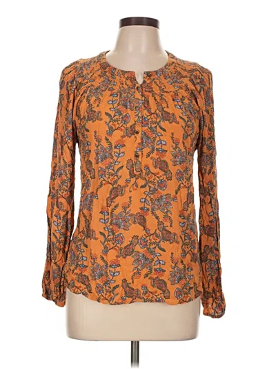 Pre-owned Bobeau Long Sleeve Blouse In Orange