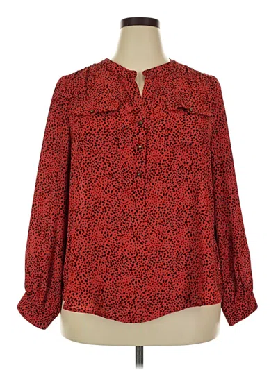 Pre-owned Bobeau Long Sleeve Blouse In Red