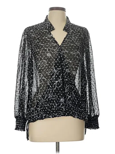 Pre-owned Bobeau Long Sleeve Blouse In Silver