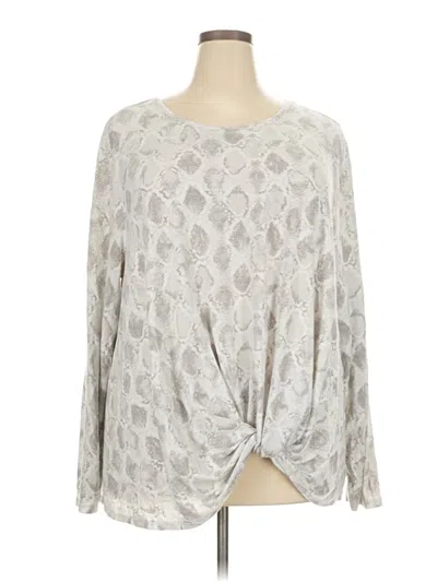 Pre-owned Bobeau Long Sleeve Blouse In Silver