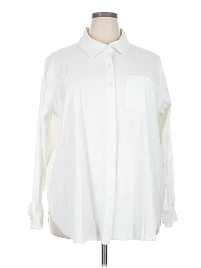 Pre-owned Bobeau Long Sleeve Button Down Shirt In White
