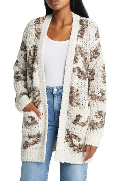 Bobeau Long Sleeve Cardigan In Animal Print