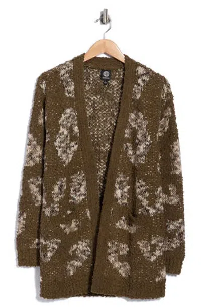 Bobeau Long Sleeve Cardigan In Brown