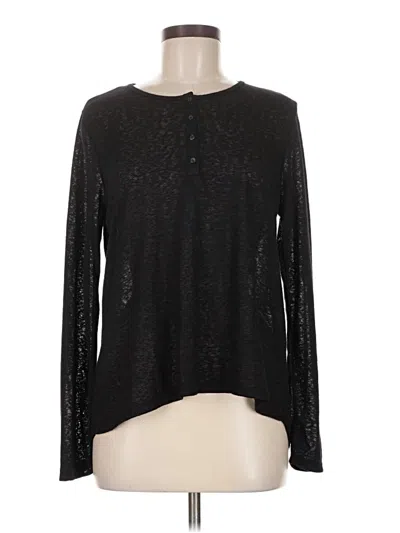 Pre-owned Bobeau Long Sleeve Henley Shirt In Black