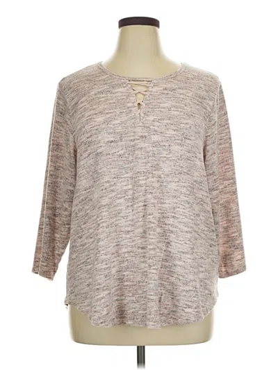 Pre-owned Bobeau Long Sleeve Henley Shirt In Pink