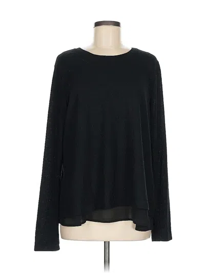 Pre-owned Bobeau Long Sleeve Top Black Crew Neck Tops