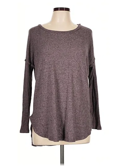 Pre-owned Bobeau Long Sleeve Top Brown Crew Neck Tops