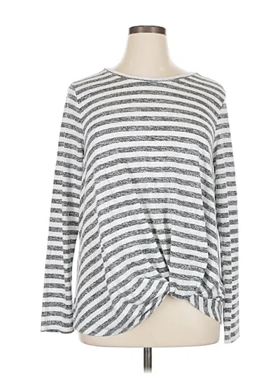 Pre-owned Bobeau Long Sleeve Top Gray Crew Neck Tops