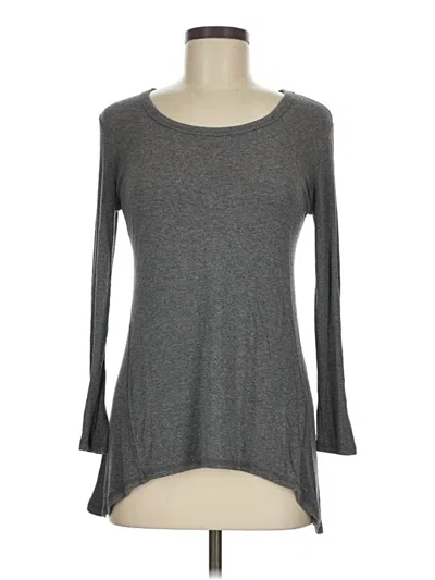 Pre-owned Bobeau Long Sleeve Top Gray Scoop Neck Tops