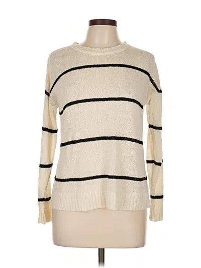 Pre-owned Bobeau Long Sleeve Top Ivory Boatneck Tops In White