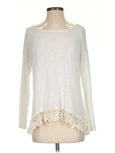 Pre-owned Bobeau Long Sleeve Top Ivory Boatneck Tops In White
