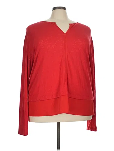 Pre-owned Bobeau Long Sleeve Top Red V-neck Tops