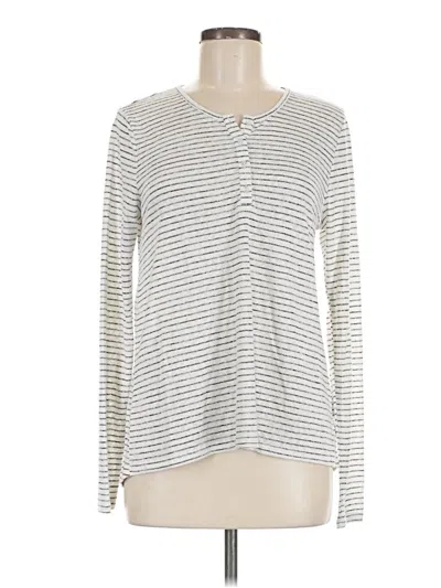 Pre-owned Bobeau Long Sleeve Top Silver Crew Neck Tops