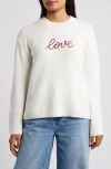 Bobeau Love Embroidery Sweater In White
