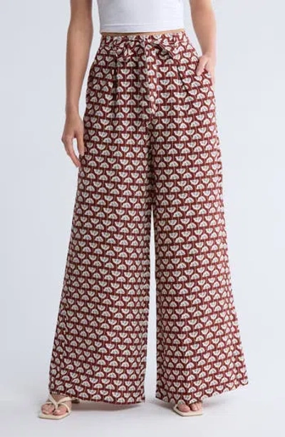 Bobeau Lyra Crepe Wide Leg Pants In Red