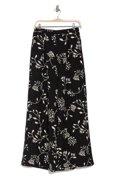 Bobeau Lyra Crepe Wide Leg Pants In Black/tan