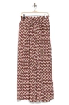 Bobeau Lyra Crepe Wide Leg Pants In Mahogany/navy Ginko