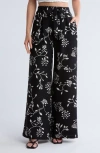 Bobeau Lyra Crepe Wide Leg Pants In Black