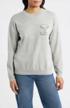 Bobeau Martini Crewneck Cotton Sweater In Gray