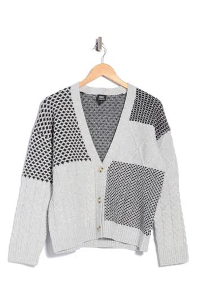 Bobeau Mixed Stitch Cardigan In Multi