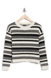 Bobeau Mixed Stitch Crew Sweater In Black