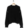 Bobeau Mock Neck Cable Knit Sweater In Black