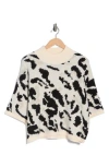 Bobeau Mock Neck Dolman Sleeve Boxy Sweater In Multi