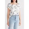 Bobeau One-shoulder Dolman Sleeve T-shirt In Denim/olive Floral