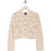 Bobeau Openwork Cardigan In Oatmeal